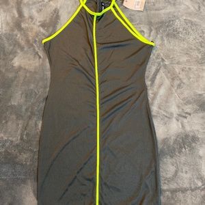 Neon green and grey Missguided mini dress